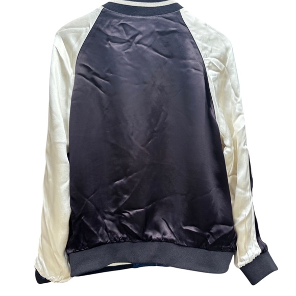 Zara Reversible Peacock Embroidered Satin Bomber Jacket Size Medium - Picture 12 of 13